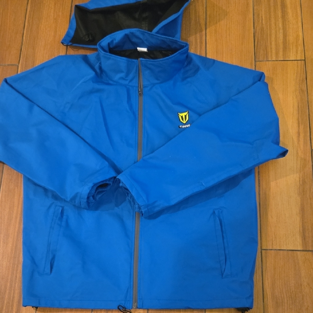 XXXL TideWe Blue Raincoat Rain Jacket with Hood Lightweight With Pouch - Picture 3 of 5